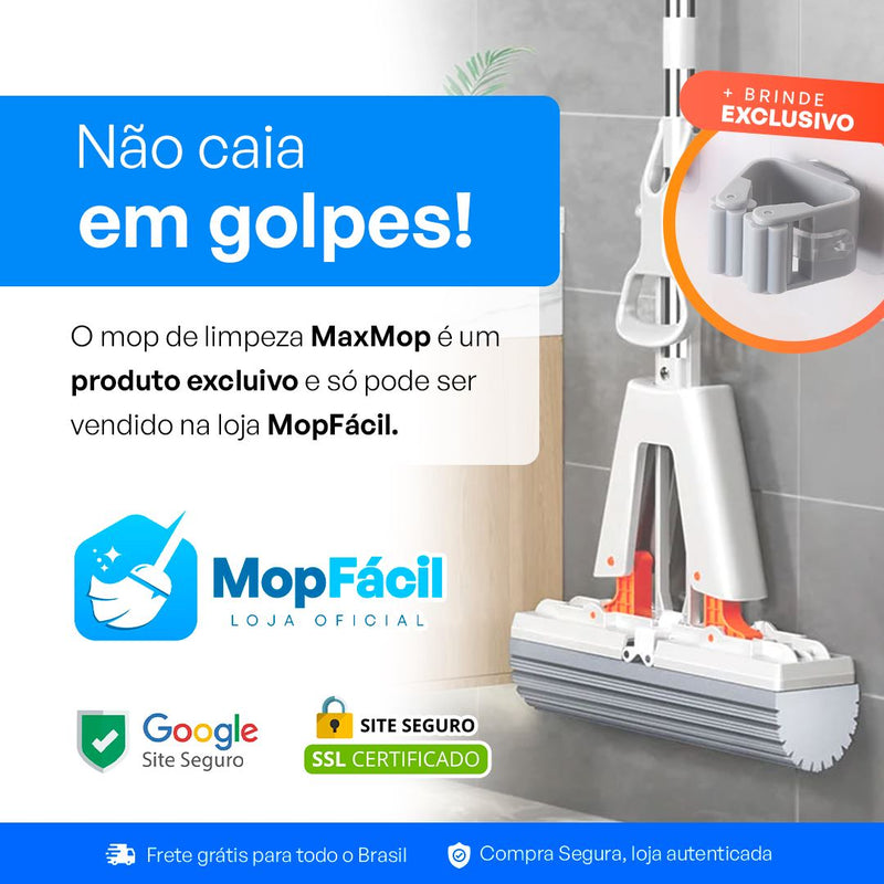 Esfregão Dobrável MaxMop©: Limpeza Fácil e Rápida! (Com Balde Incluso)