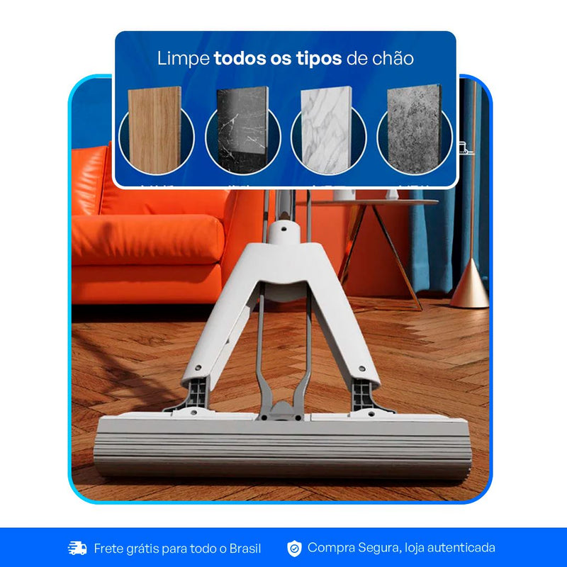Esfregão Dobrável MaxMop©: Limpeza Fácil e Rápida! (Com Balde Incluso)